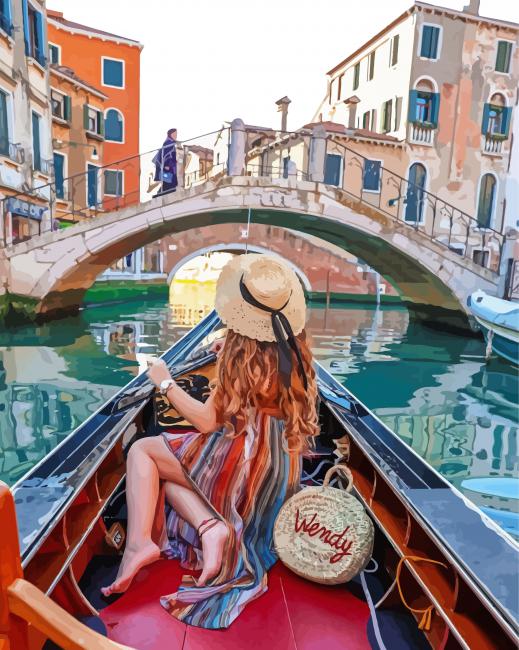 Girl On Gondola Paint By Number
