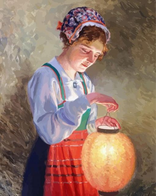 Girl With Lamp Art Paint By Number