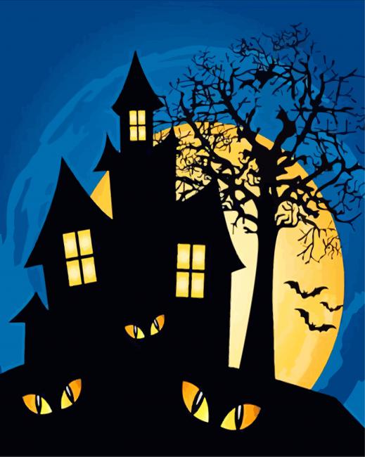 Illustration Haunted House Paint By Number
