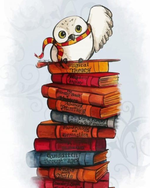 Hedwig On Books Paint By Number