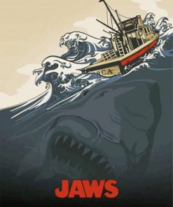 Illustration Jaws Movie Poster Paint By Number