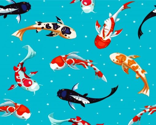 Illustration Koi Carp Fish Paint By Number