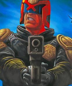 Judge Dredd Holding Gun Paint By Numbe