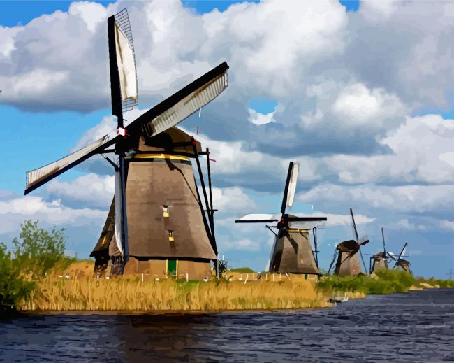 Kinderdijk Windmills Paint By Number