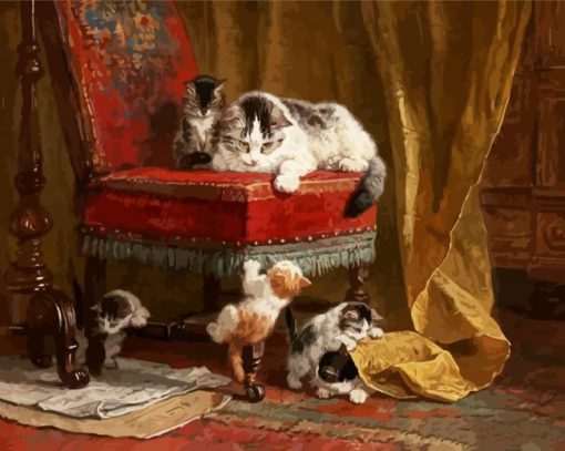 Kittens On Chair Paint By Number