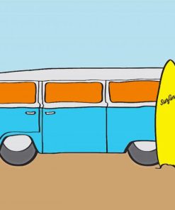 Kombi Van And Surf Board Paint By Number