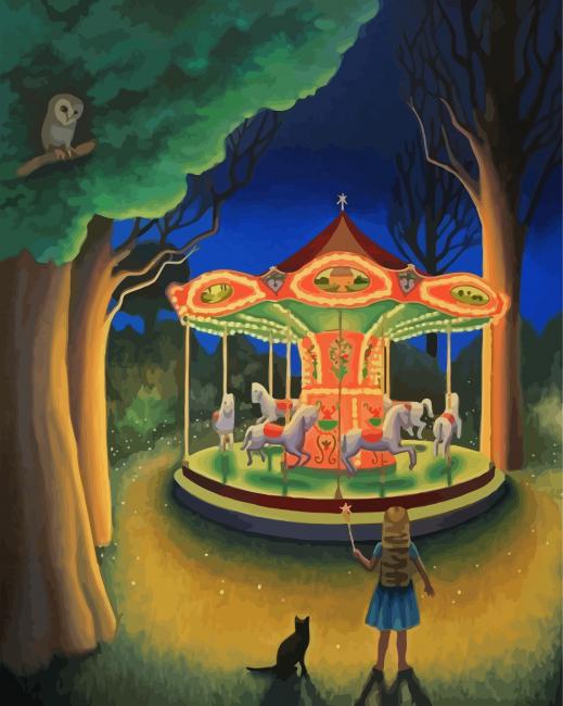 Nighttime Carousel Paint By Number