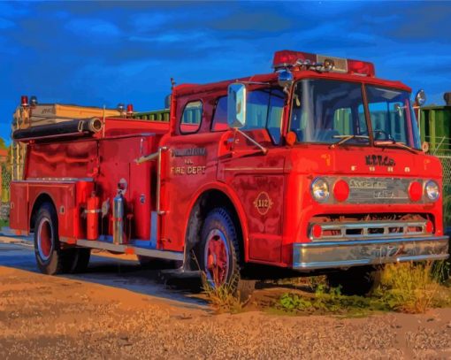 Old Fire Truck Paint By Number