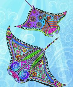 Psychedelic Manta Rays Art Paint By Number