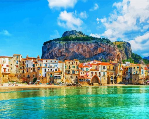 Sicily Cefalu Italy paint by number