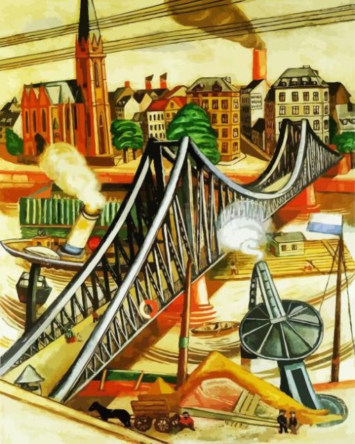 The Iron Bridge View Of Frankfurt By Beckmann Paint By Number