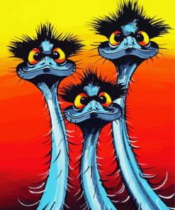 Three Emu Birds Paint By Number