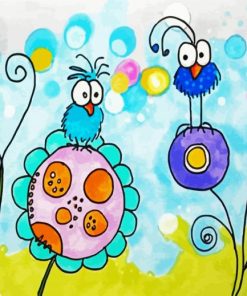 Whimsical Flowers And Birds Paint By Number