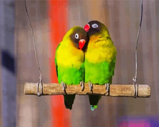 Yellow Green Lovebirds Paint By Number