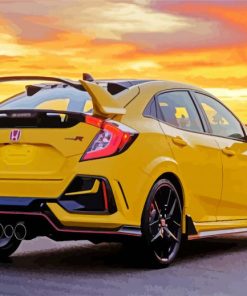 Yellow Honda Car Paint By Number