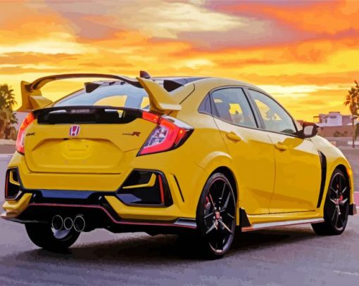 Yellow Honda Car Paint By Number