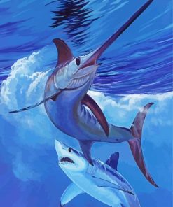 Aesthetic Sailfish And Shark Paint By Number