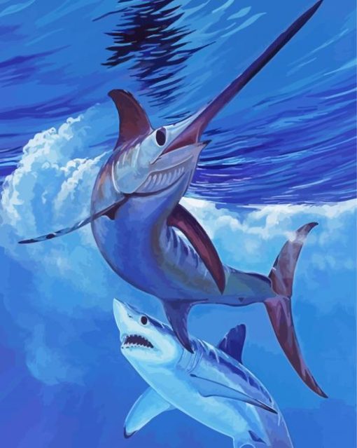 Aesthetic Sailfish And Shark Paint By Number
