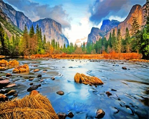 Aesthetic Yosemite National Park landscape Paint By Number