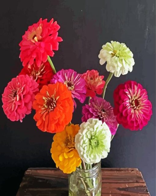 Aesthetic Zinnias Plants Paint By Number
