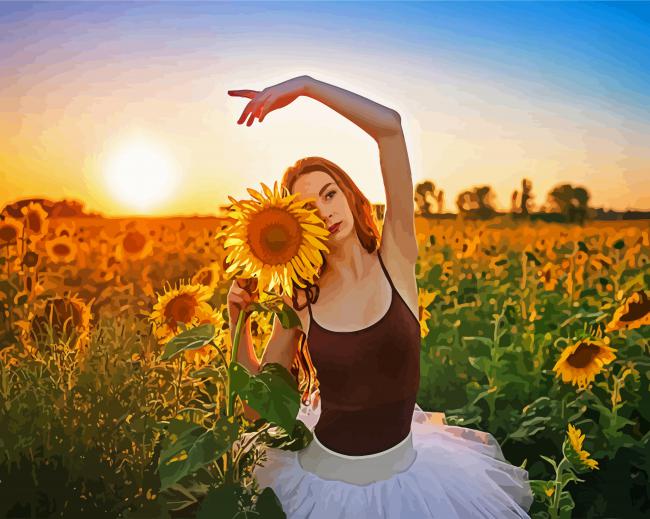 Ballerina And Sunflowers Paint By Number