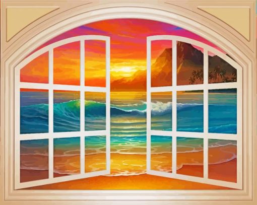 Beach Through A Window Paint By Number