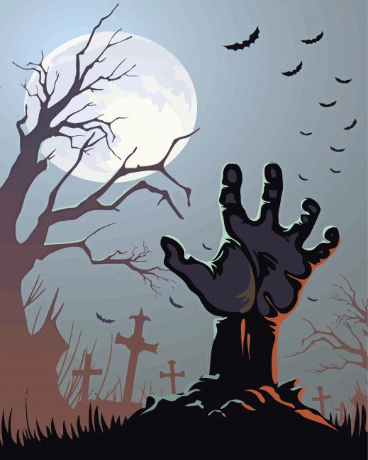 Cemetery Zombie Hand Paint By Number
