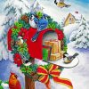 Christmas Mailbox With Birds Paint By Numbe