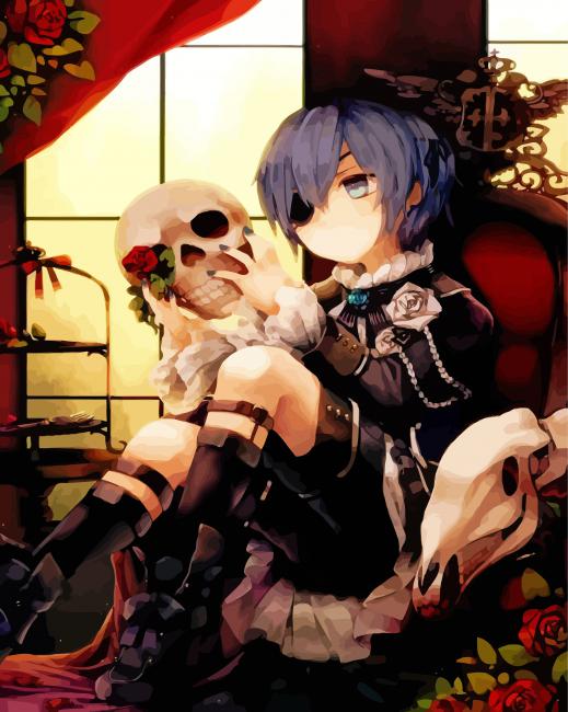 Ciel Phantomhive And Skull Head Paint By Number