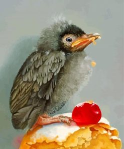 Cute Bird Eating Cake Paint By Number