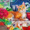 Cute Kitty And Flowers Paint By Number