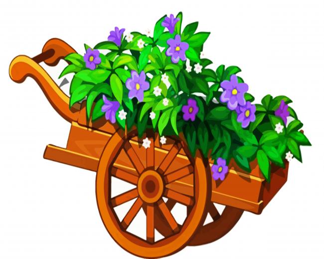 Floral Wheelbarrow Paint By Number