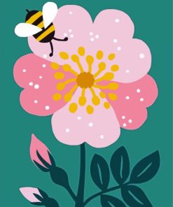 Flowers And Bee Illustration Paint By Number