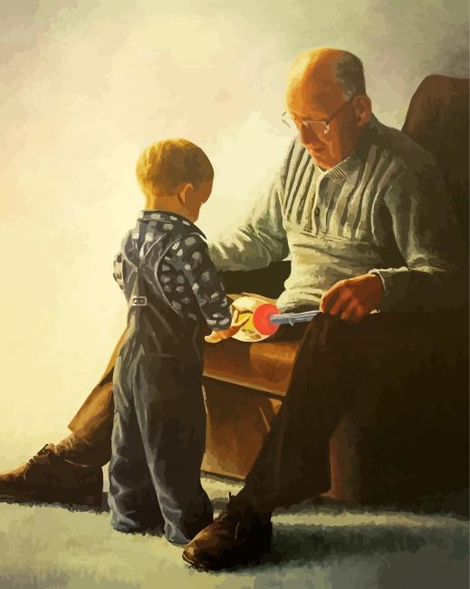 Grandson And Grandparents Paint By Numbe