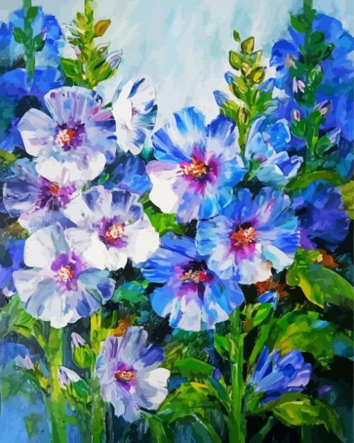 Hollyhocks Plants Art Paint By Number