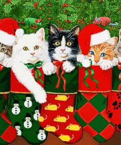 Kittens In Christmas Stockings Paint By Number
