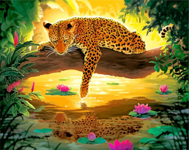 Leopard Water Reflection Paint By Number