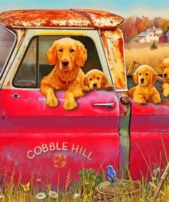 Puppies On A Truck Paint By Number
