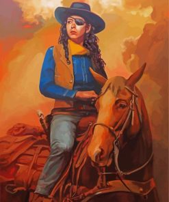 Western Lady On A Horse Paint By Number
