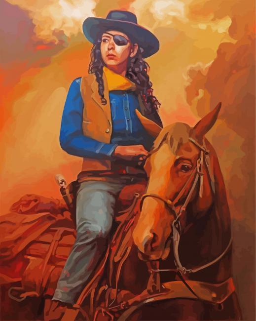 Western Lady On A Horse Paint By Number