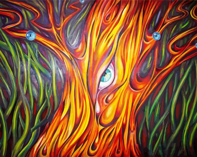 Abstract Eyes Trees Paint By Number
