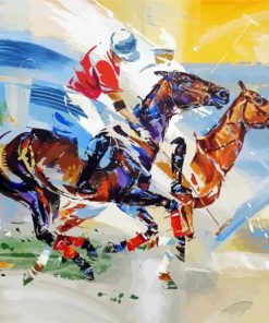 Abstract Polo Players And Horses Art Paint By Number