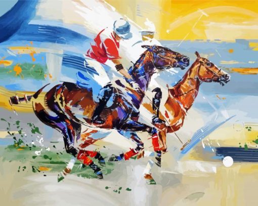 Abstract Polo Players And Horses Art Paint By Number