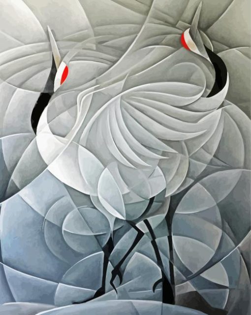 Abstract Crane Birds Paint By Number