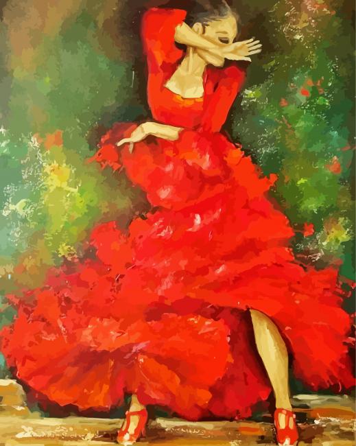 Abstract Woman Dancing Flamenco Paint By Number