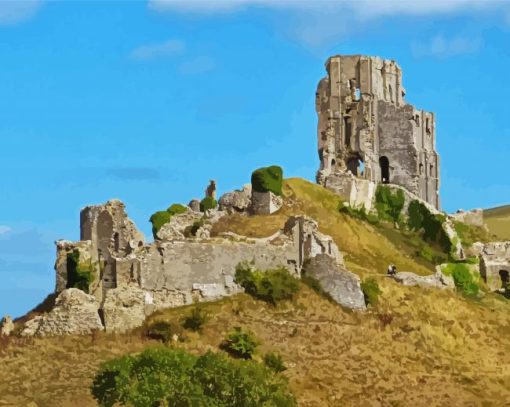 Aesthetic Corfe Castle In England Paint By Number