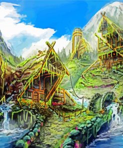 Aesthetic Fantasy Village Art Paint By Number