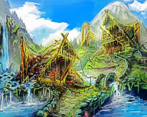 Aesthetic Fantasy Village Art Paint By Number