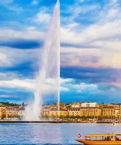 Aesthetic Water Fountain Lake Geneva Paint By Number