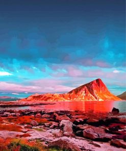 Aesthetic Red Mountains At Sunset Paint By Number
